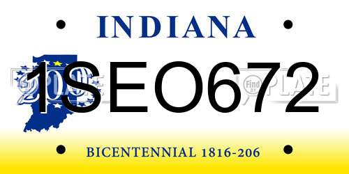 1SEO672 Indiana License Plate