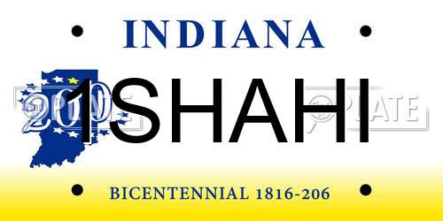 1SHAHI Indiana License Plate