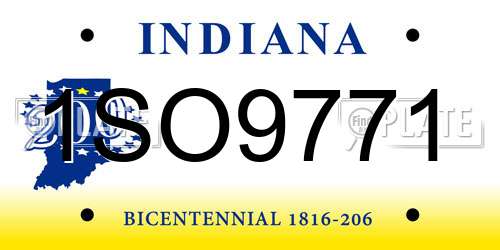 1SO9771 Indiana License Plate
