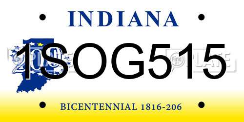 1SOG515 Indiana License Plate