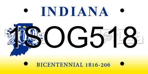 1SOG518 Indiana License Plate