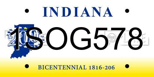 1SOG578 Indiana License Plate