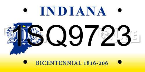 1SQ9723 Indiana License Plate