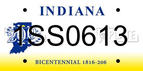 1SS0613 Indiana License Plate