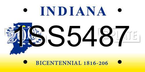 1SS5487 Indiana License Plate