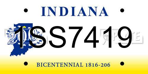 1SS7419 Indiana License Plate