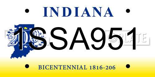 1SSA951 Indiana License Plate