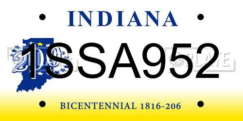 1SSA952 Indiana License Plate