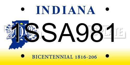 1SSA981 Indiana License Plate