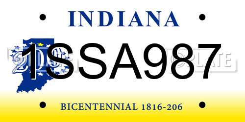 1SSA987 Indiana License Plate