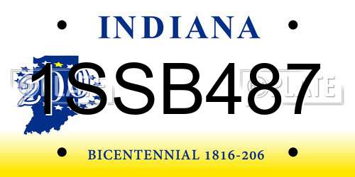 1SSB487 Indiana License Plate