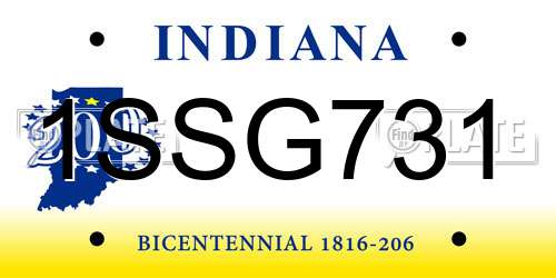 1SSG731 Indiana License Plate