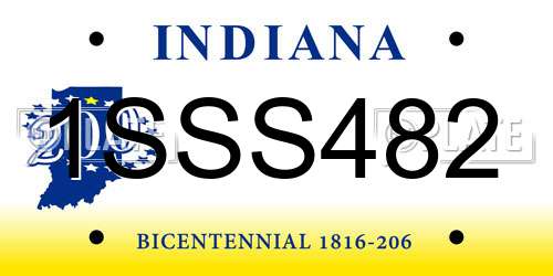1SSS482 Indiana License Plate