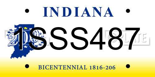 1SSS487 Indiana License Plate