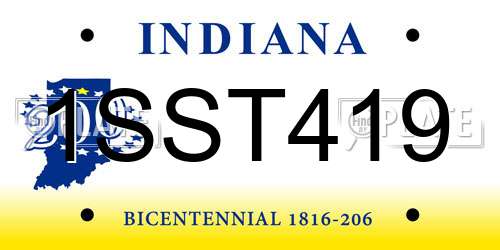 1SST419 Indiana License Plate