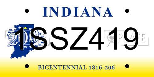 1SSZ419 Indiana License Plate