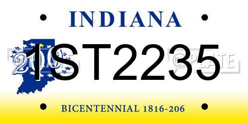 1ST2235 Indiana License Plate