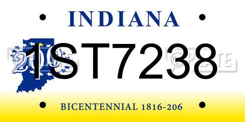 1ST7238 Indiana License Plate