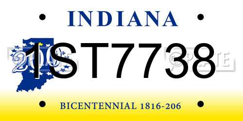1ST7738 Indiana License Plate