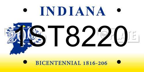 1ST8220 Indiana License Plate