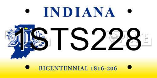 1STS228 Indiana License Plate