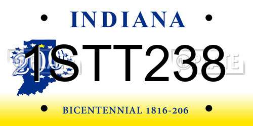 1STT238 Indiana License Plate