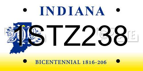1STZ238 Indiana License Plate