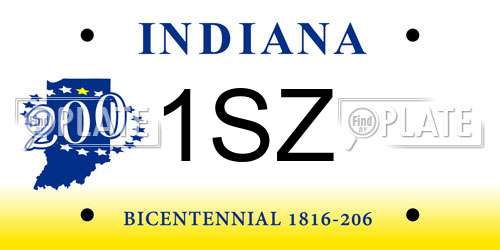 1SZ Indiana License Plate