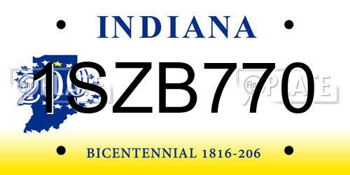 1SZB770 Indiana License Plate