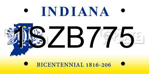 1SZB775 Indiana License Plate