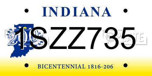 1SZZ735 Indiana License Plate