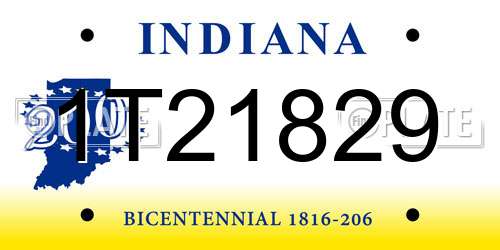 1T21829 Indiana License Plate