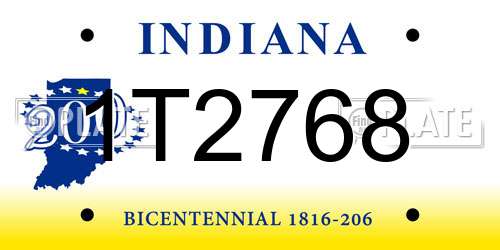 1T2768 Indiana License Plate