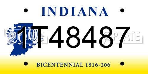 1T48487 Indiana License Plate