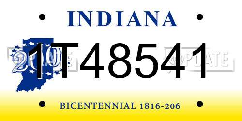 1T48541 Indiana License Plate