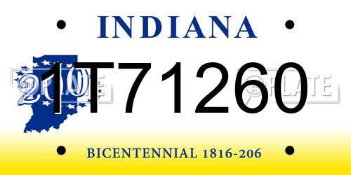 1T71260 Indiana License Plate