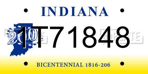 1T71848 Indiana License Plate