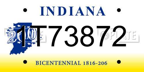 1T73872 Indiana License Plate