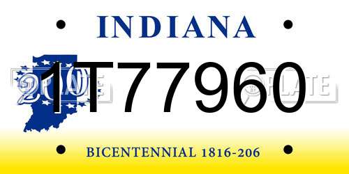 1T77960 Indiana License Plate