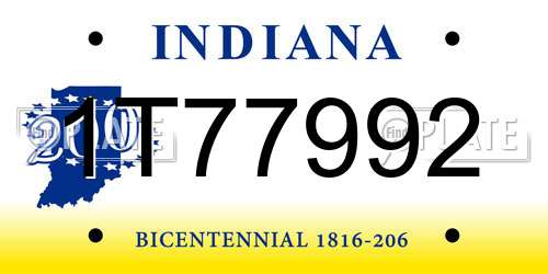1T77992 Indiana License Plate