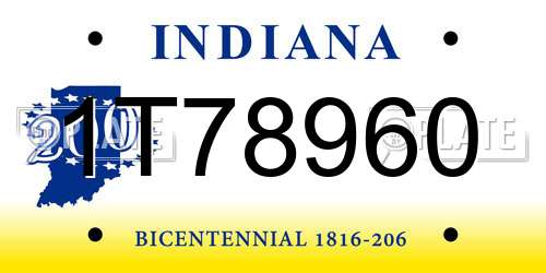 1T78960 Indiana License Plate