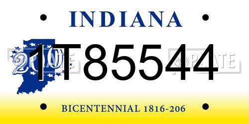 1T85544 Indiana License Plate