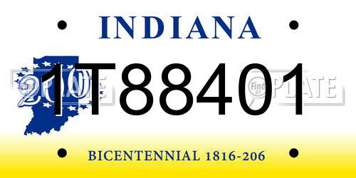 1T88401 Indiana License Plate