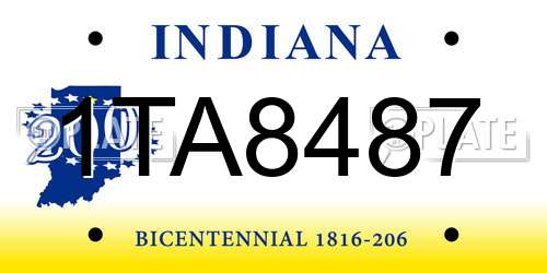 1TA8487 Indiana License Plate