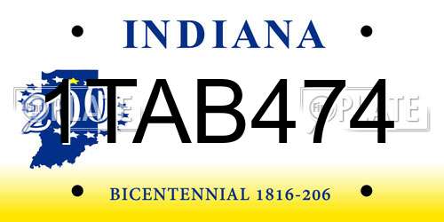 1TAB474 Indiana License Plate