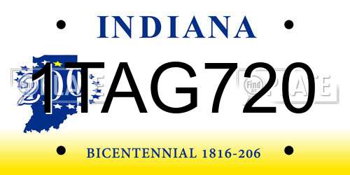 1TAG720 Indiana License Plate