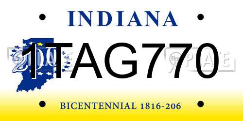1TAG770 Indiana License Plate