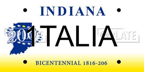 1TALIA Indiana License Plate
