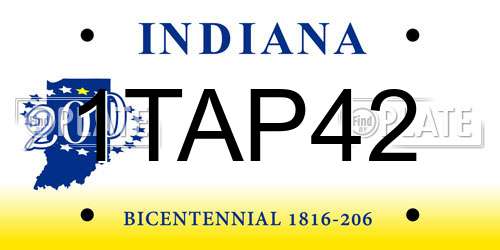 1TAP42 Indiana License Plate
