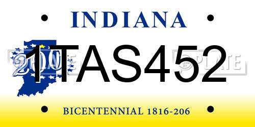 1TAS452 Indiana License Plate